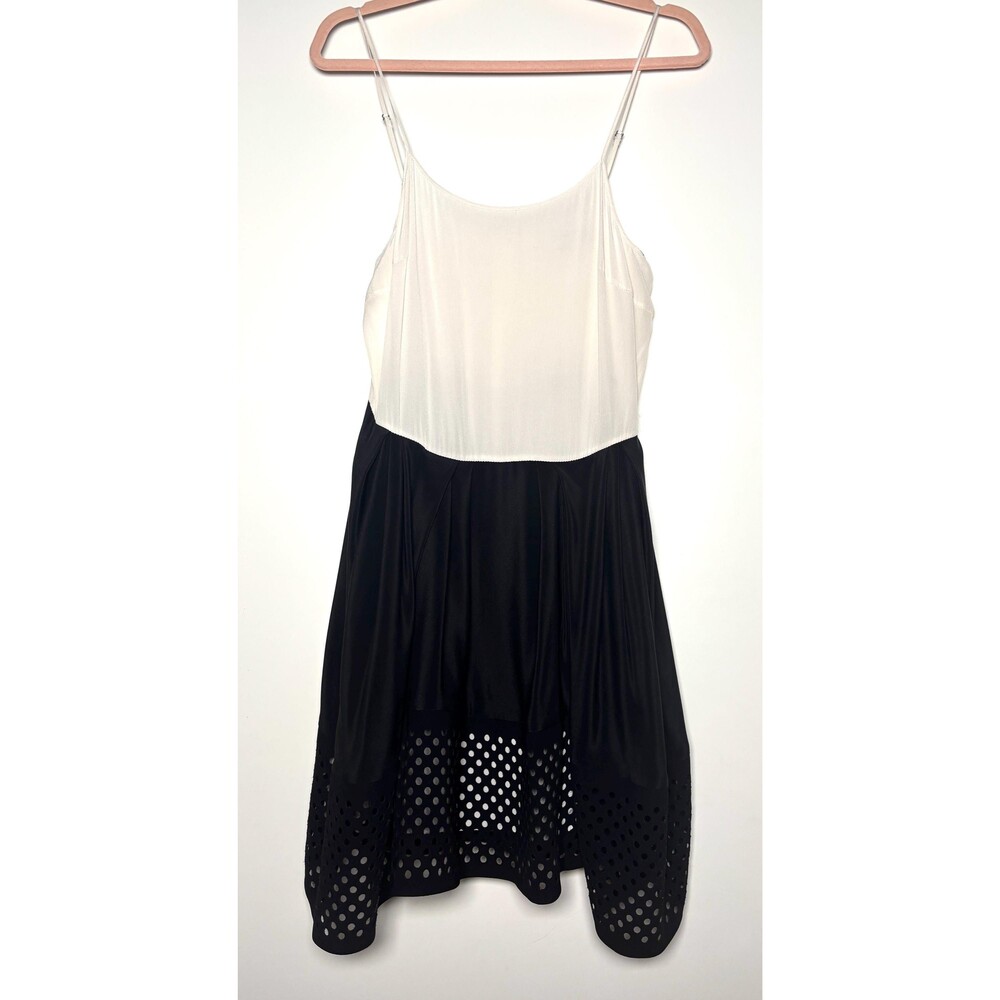 Designer Silk Dress 3.1 Phillip Lim Black White Perforated Hem